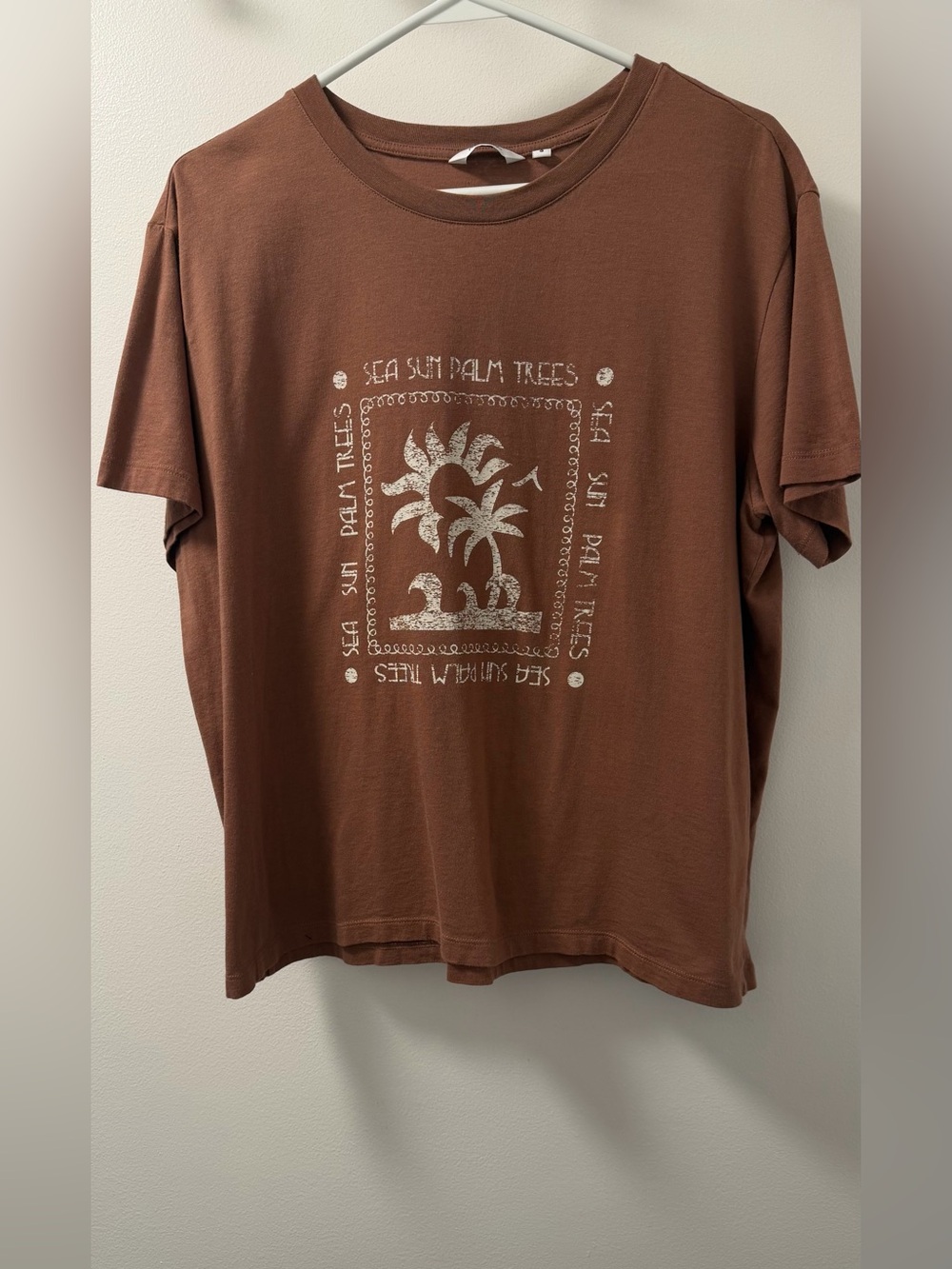 Reitmans Brown Sea Sun Palm Trees Graphic T-Shirt Size L